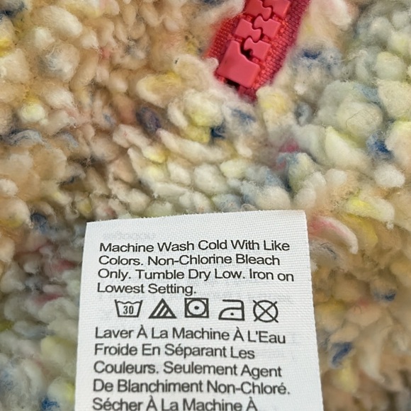 J Crew/ Crewcuts Confetti Faux Fur 1/2 Zip Fleece w Neon Pink Zipper - Picture 7 of 11